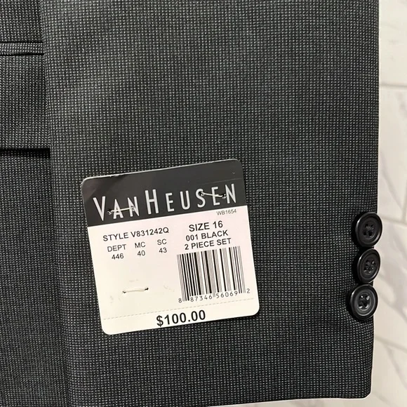 Boys 2pc Van Heusen black suit-NWT